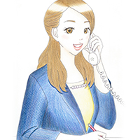 イラスト「電話の女性」