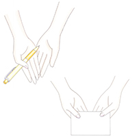 イラスト「手と名刺」「手とボールペン」